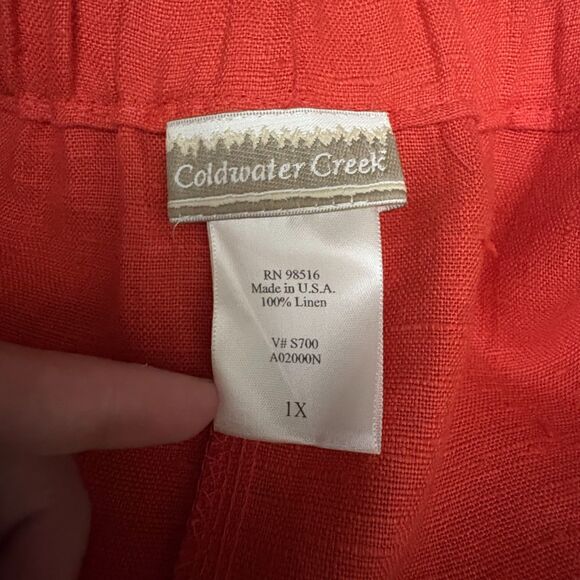Coldwater Creek 100% Linen Maxi Skirt Orange‎ Lagenlook Natural Plus Size 1X - Picture 5 of 5